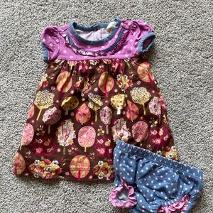 Matilda Jane Fall Baby Dress with Bloomers- Size 3/6m